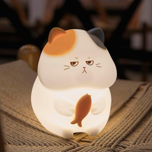 Cute Silicone Cat Night Light – Rechargeable & Dimmable