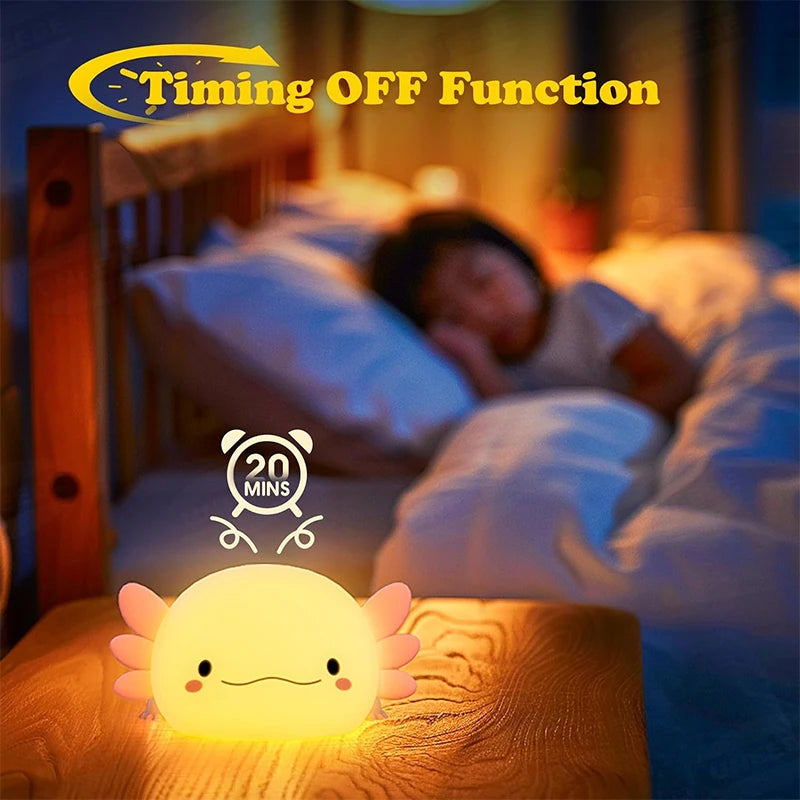 Axolotl Night Light – Cute & Rechargeable