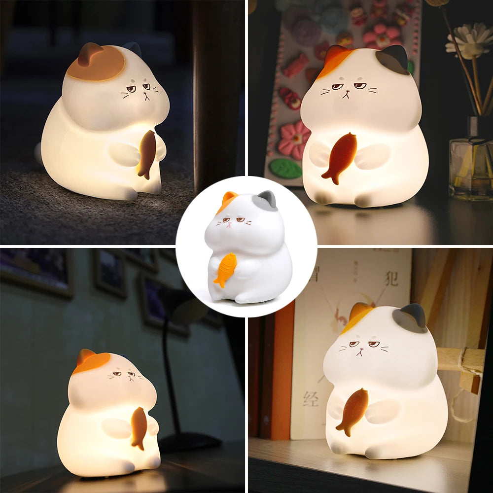 Cute Silicone Cat Night Light – Rechargeable & Dimmable