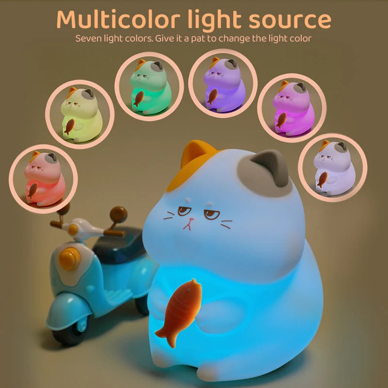 Cute Silicone Cat Night Light – Rechargeable & Dimmable