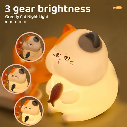 Cute Silicone Cat Night Light – Rechargeable & Dimmable