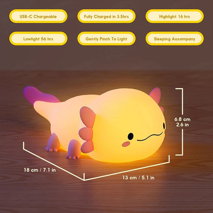 Axolotl Night Light – Cute & Rechargeable